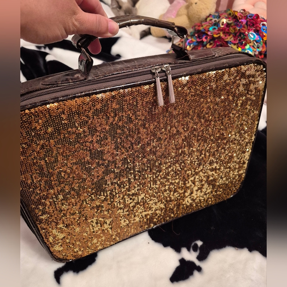 Gold &brown Sequin Laptop Bag